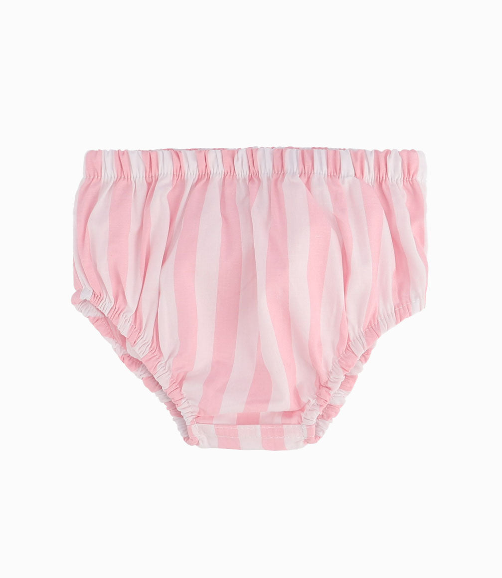 Vestido A Rayas Con Volantes Recién Nacida Rosado