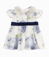 Vestido Recién Nacida Con Cuello de Perlas Limonada Azul Marino