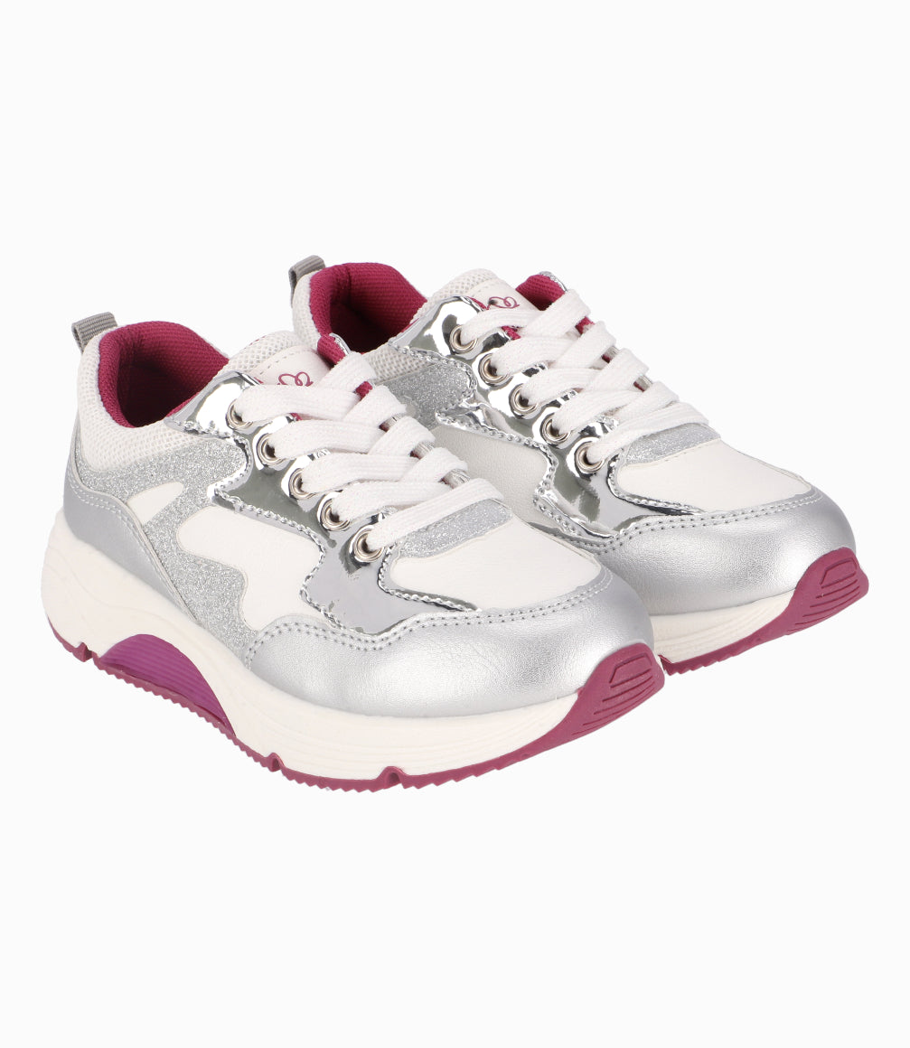 Zapatilla Con Brillos Niña Plateado Limonada