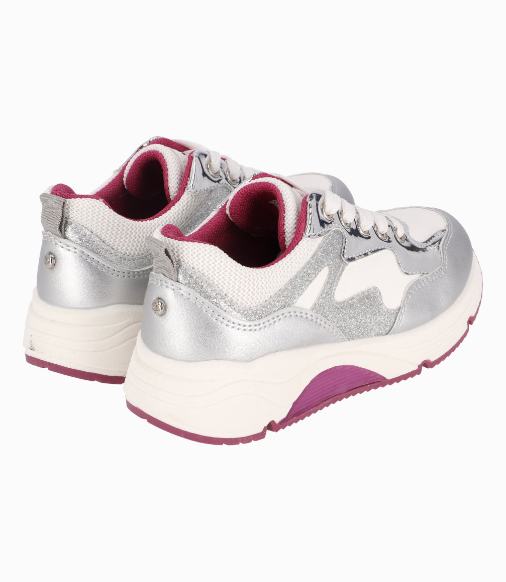 Zapatilla Con Brillos Niña Plateado Limonada