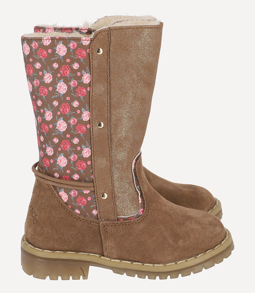 Bota Flowers And Studs Bebé Chocolate Limonada