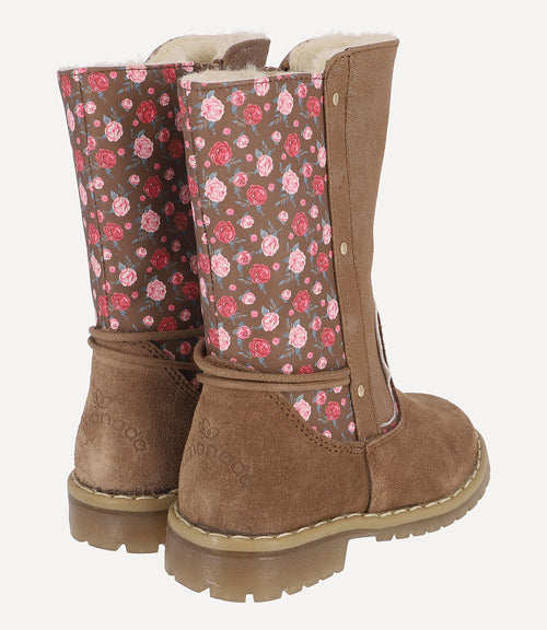 Bota Flowers And Studs Bebé Chocolate Limonada