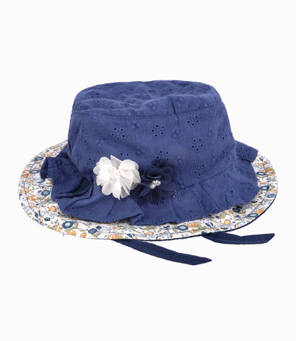 Sombrero Bordado Niña Azul Marino Limonada