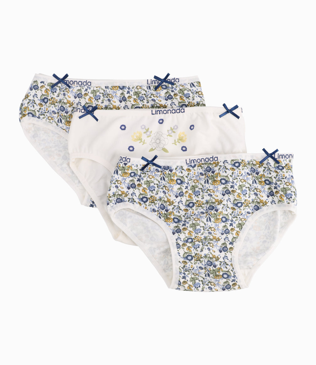 Set Calzón Con Flores Amarillas y Azules Niña
