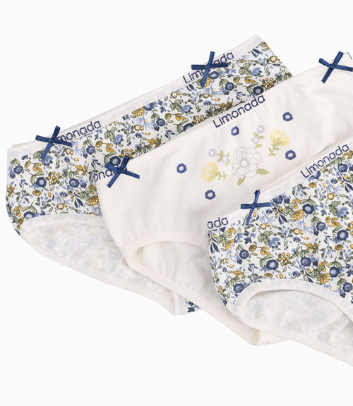 Set Calzón Con Flores Amarillas y Azules Niña