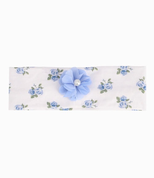 Cintillo Tela Con Flor Celeste Recién Nacida