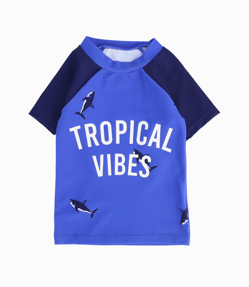 Polera Traje De Baño Bebé Niño Tropical Vibes 4 Kids Azul