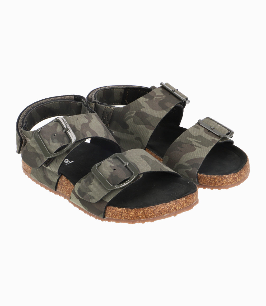 Sandalia Con Suela De Corcho Niño Verde Militar 4 Kids