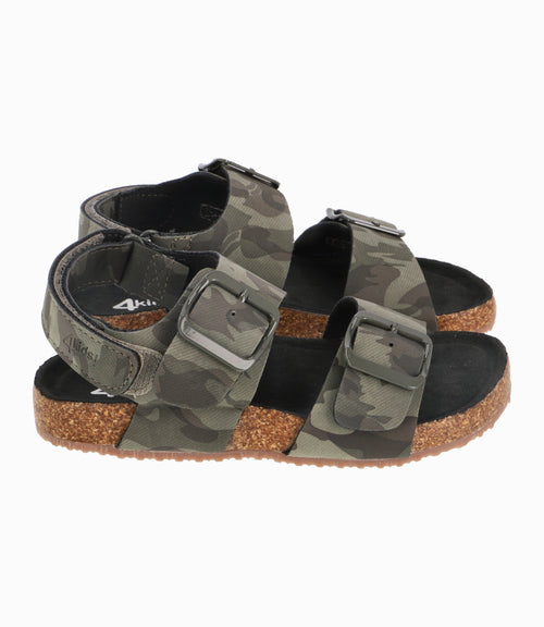 Sandalia Con Suela De Corcho Niño Verde Militar 4 Kids