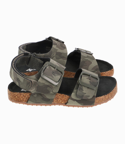 Sandalia Con Suela De Corcho Niño Verde Militar 4 Kids
