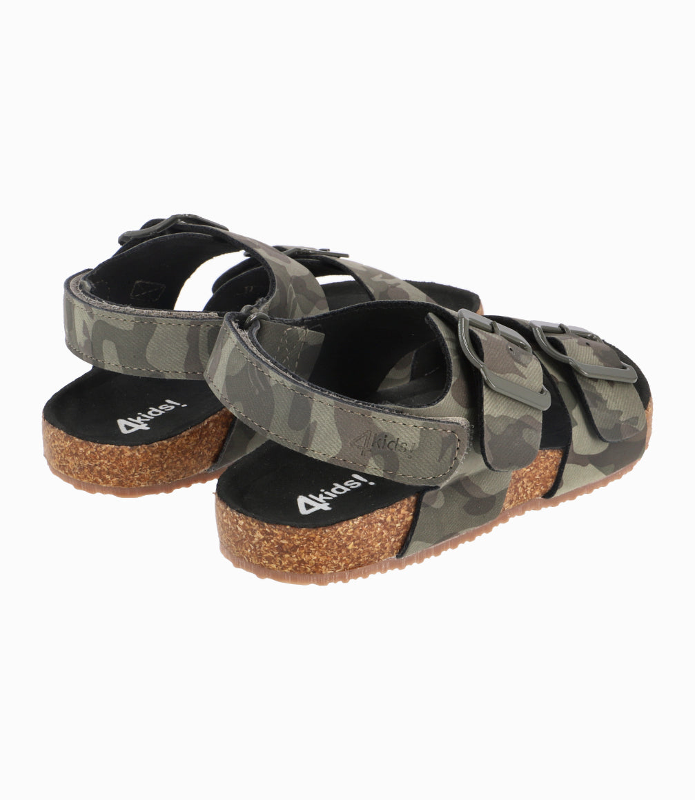 Sandalia Con Suela De Corcho Niño Verde Militar 4 Kids