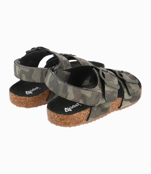 Sandalia Con Suela De Corcho Niño Verde Militar 4 Kids