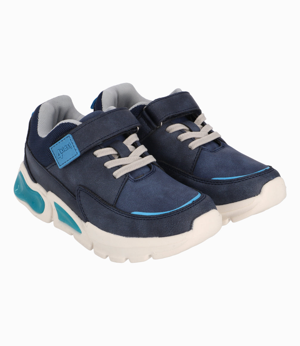 Zapatilla Con Luces Azules Niño Azul Marino 4 Kids