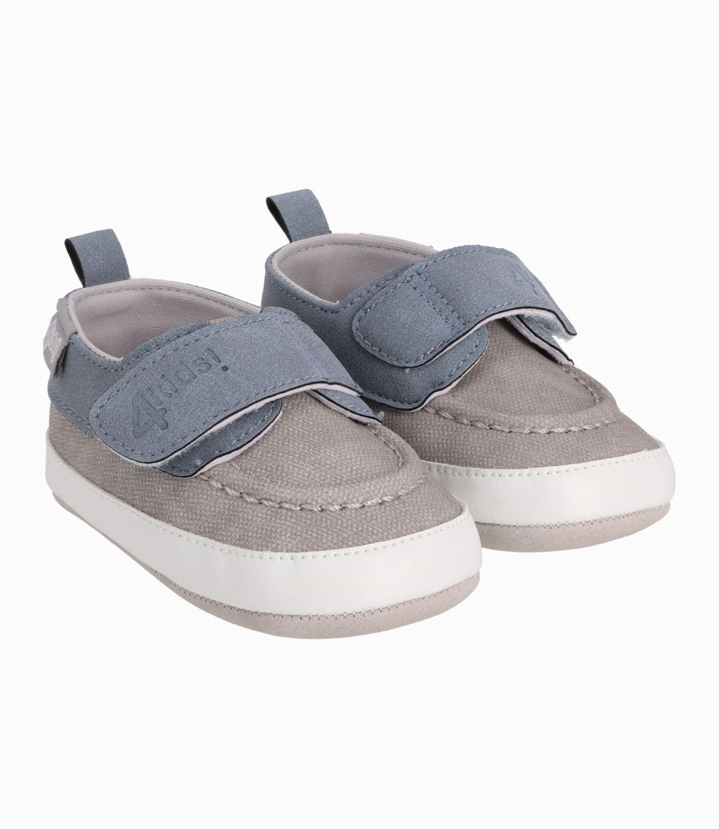 Zapato Con Tira Ajustable Recién Nacido Base Gris
