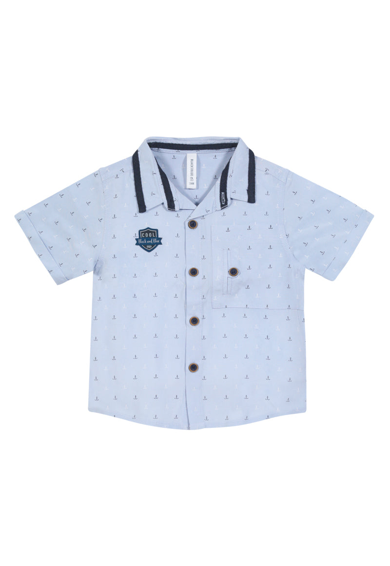 Camisa Wellington Jr. Bebé Celeste Black and Blue - 3 meses / Celeste
