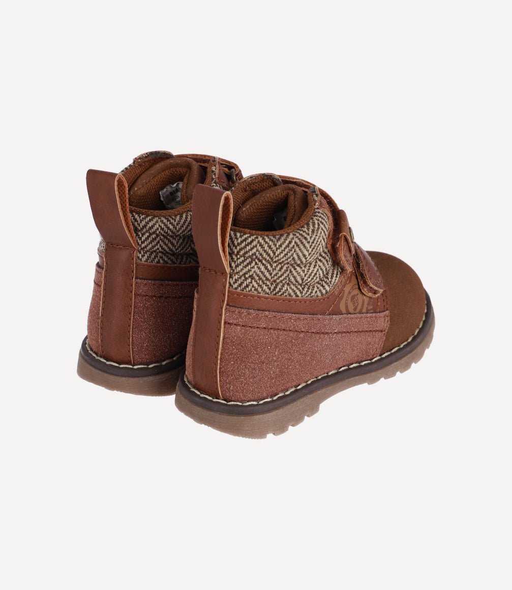 Botín Brownie Bebé Camel Black and Blue
